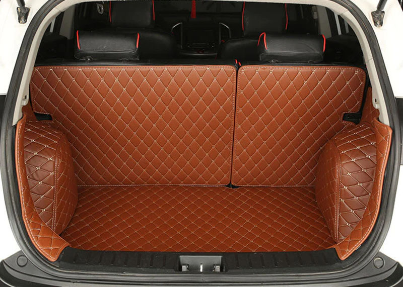 Best Brown Full Cover Luxury Leather Diamond Trunk Car Mats UK