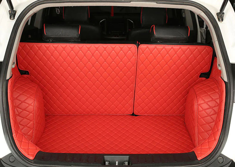 Best Red Full Cover Luxury Leather Diamond Trunk Car Mats UK